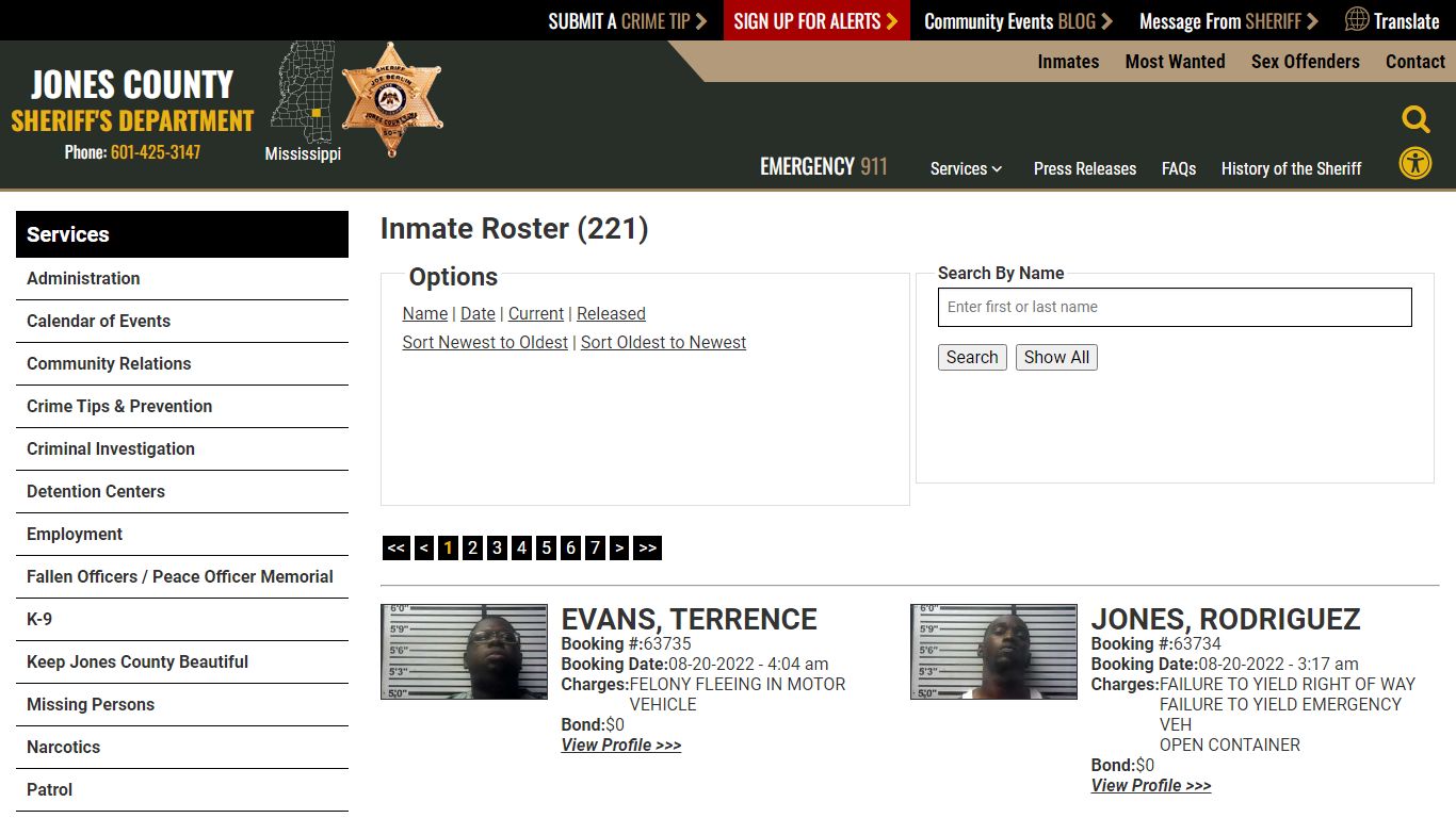 Inmate Roster - Current Inmates Booking Date Descending - Jones County ...